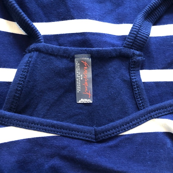Free People Hot Shot Mini Printed Dress W/Pockets Spring Stripe Navy. NWOT! Sz M - Picture 7 of 8